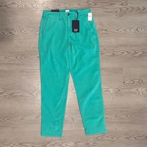NWT! GAP - turquoise highrise straight khaki, size 0, straight leg, ankle length